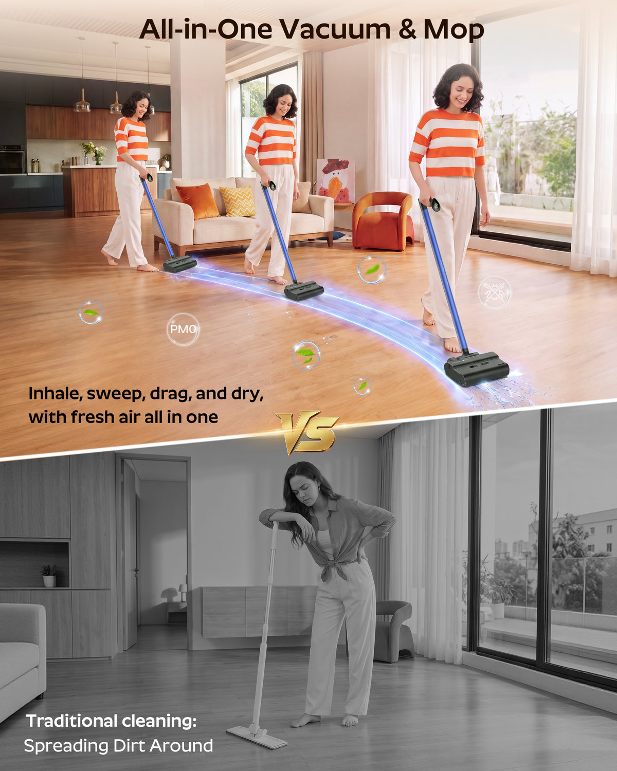 DIISEAPLUS D7 Cordless Floor Washer, Wet Dry Vacuum Cleaner, Self